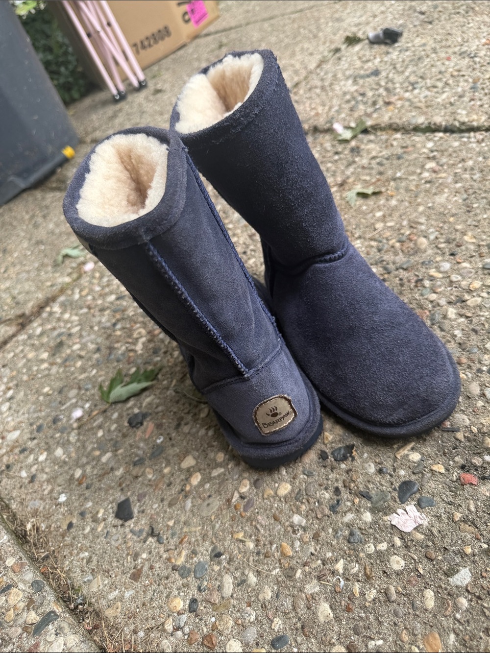 BearPaw Kids Plush-Lined Boots in Navy Blue